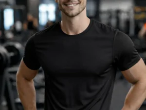 remera set de poliester deportiva unisex color negro